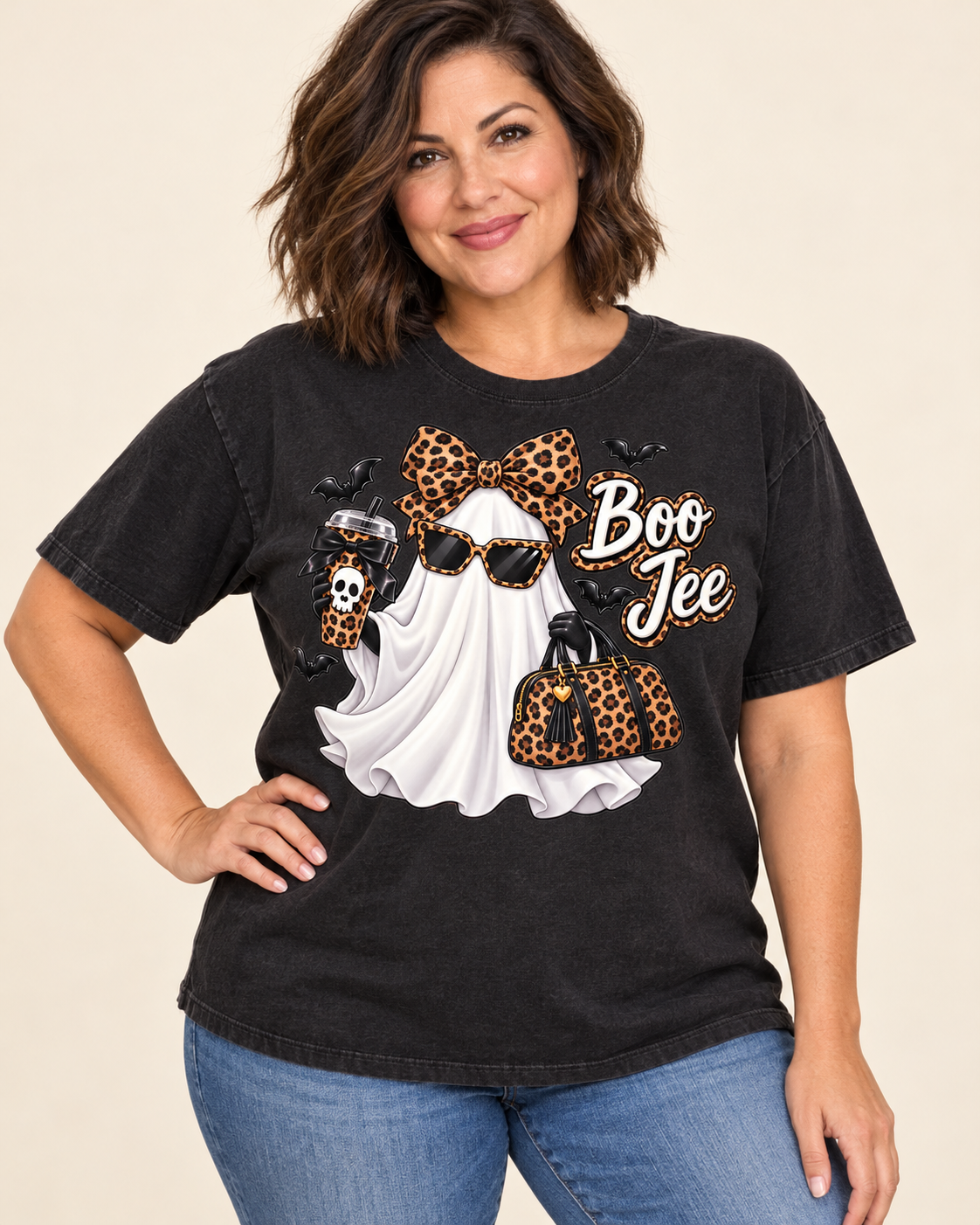 Boo-Jee Halloween ghost graphic tee on Comfort Colors