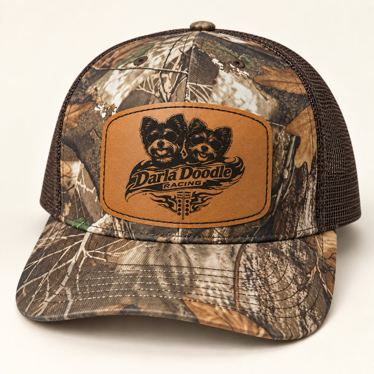 Darla Doodle Racing Snapback Hat - Leather Patch