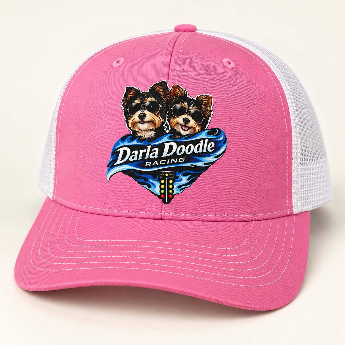 Darla Doodle Racing Snapback Hat - Darla Doodle Color Logo